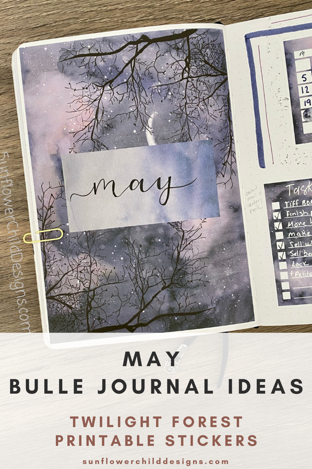 May Bullet Journal Ideas using Printable Bullet Journal Stickers Twilight  Forest Printable Stickers — Sunflower Child Designs